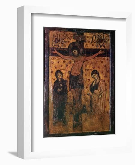 Byzantine icon of the Crucifixion. Artist: Unknown-Unknown-Framed Giclee Print