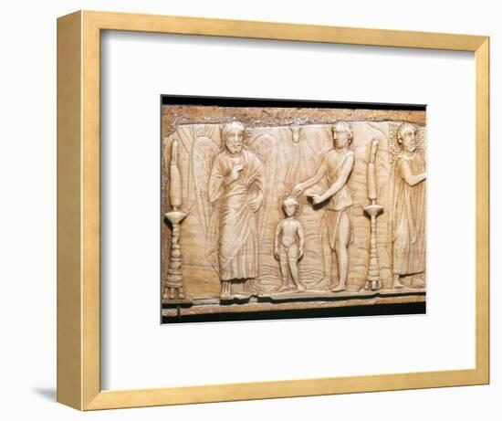 Byzantine ivory panel showing Christ's baptism, 5th century-Unknown-Framed Giclee Print