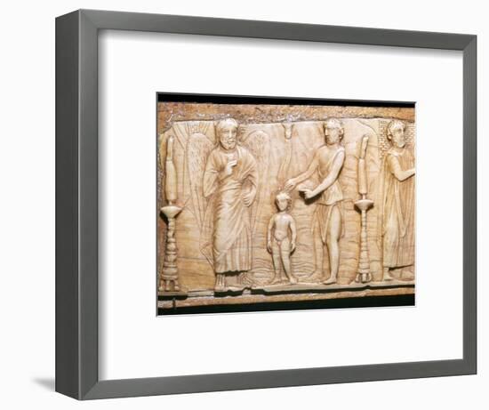 Byzantine ivory panel showing Christ's baptism, 5th century-Unknown-Framed Giclee Print