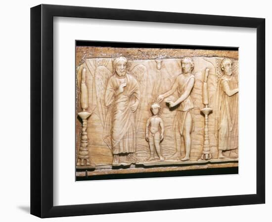 Byzantine ivory panel showing Christ's baptism, 5th century-Unknown-Framed Giclee Print