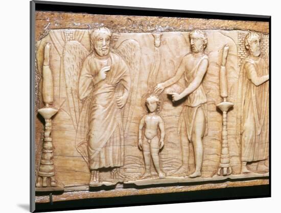 Byzantine ivory panel showing Christ's baptism, 5th century-Unknown-Mounted Giclee Print
