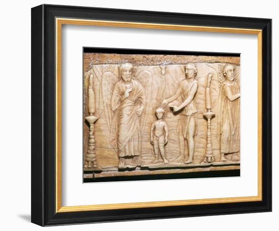 Byzantine ivory panel showing Christ's baptism, 5th century-Unknown-Framed Giclee Print