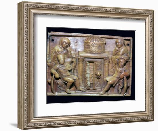 Byzantine ivory panel showing the tomb of Jesus on Easter morning, 5th century-Unknown-Framed Giclee Print