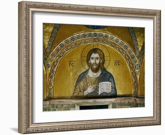 Byzantine Mosaic: Christ Pantocrator (Close-Up View of Mosaic in the Narthex)-null-Framed Giclee Print