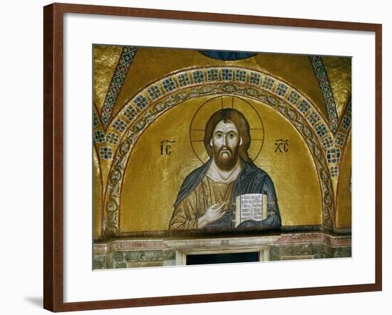 Byzantine Mosaic: Christ Pantocrator (Close-Up View of Mosaic in the Narthex)-null-Framed Giclee Print