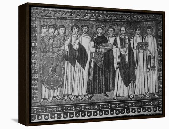 Byzantine Mosaic of Emperor Justinian and His Retinue-null-Framed Premier Image Canvas