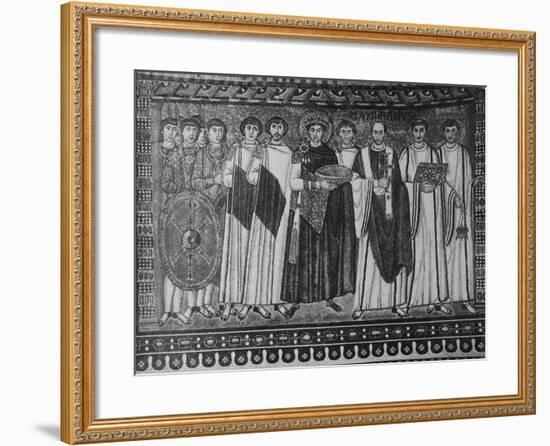 Byzantine Mosaic of Emperor Justinian and His Retinue-null-Framed Giclee Print