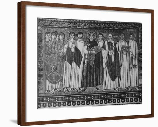 Byzantine Mosaic of Emperor Justinian and His Retinue-null-Framed Giclee Print