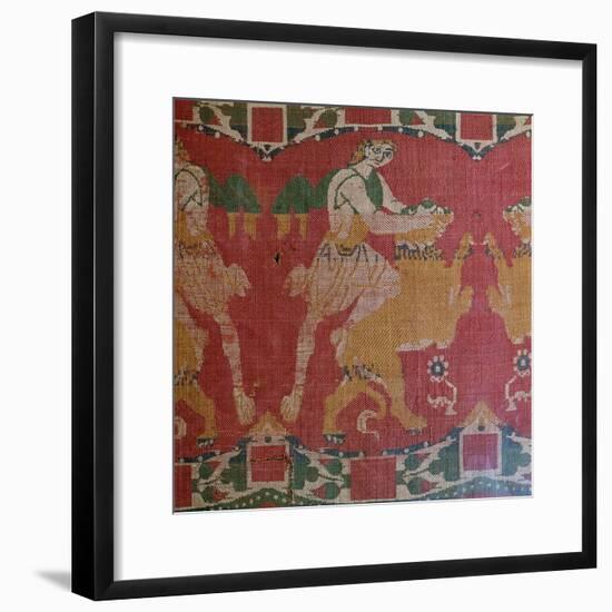 Byzantine silk with a motif of a hero and lion. Artist: Unknown-Unknown-Framed Giclee Print