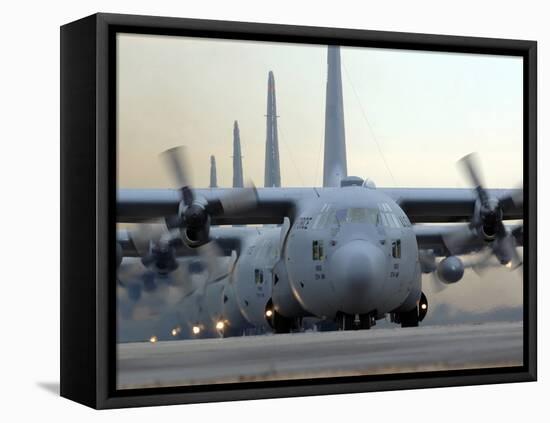 C-130 Hercules Aircraft Taxi Out For a Mission During a Six-ship Sortie-Stocktrek Images-Framed Premier Image Canvas