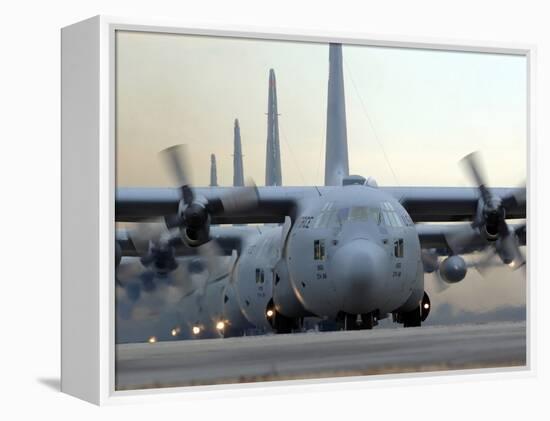 C-130 Hercules Aircraft Taxi Out For a Mission During a Six-ship Sortie-Stocktrek Images-Framed Premier Image Canvas