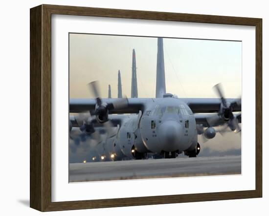 C-130 Hercules Aircraft Taxi Out For a Mission During a Six-ship Sortie-Stocktrek Images-Framed Photographic Print