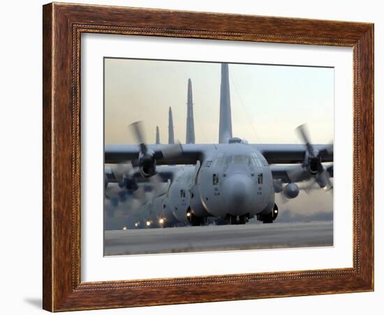 C-130 Hercules Aircraft Taxi Out For a Mission During a Six-ship Sortie-Stocktrek Images-Framed Photographic Print