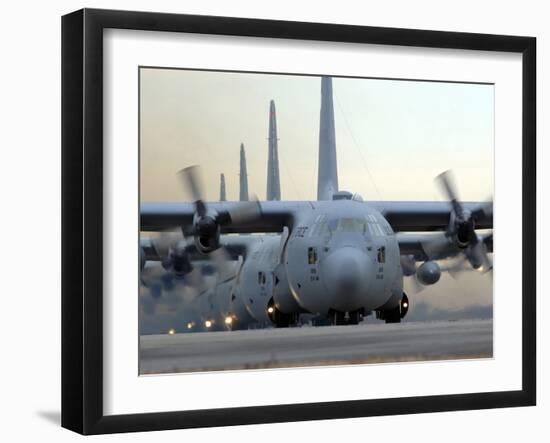 C-130 Hercules Aircraft Taxi Out For a Mission During a Six-ship Sortie-Stocktrek Images-Framed Photographic Print