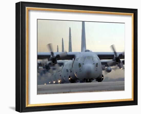 C-130 Hercules Aircraft Taxi Out For a Mission During a Six-ship Sortie-Stocktrek Images-Framed Photographic Print