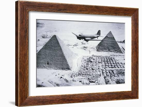 C-47 Flying over Egypt's Pyramids, 1943-American Photographer-Framed Giclee Print