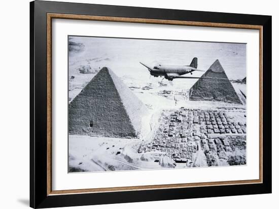 C-47 Flying over Egypt's Pyramids, 1943-American Photographer-Framed Giclee Print