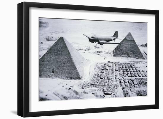 C-47 Flying over Egypt's Pyramids, 1943-American Photographer-Framed Giclee Print
