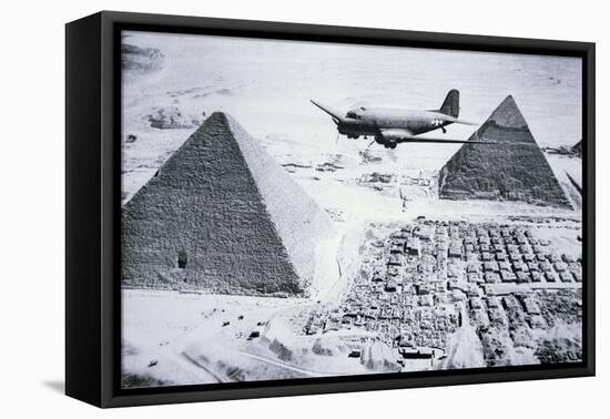 C-47 Flying over Egypt's Pyramids, 1943-American Photographer-Framed Premier Image Canvas