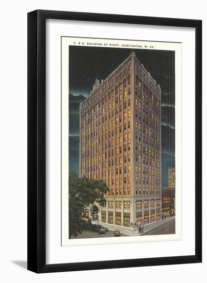 C and O Building by Night, Huntington, West Virginia-null-Framed Art Print
