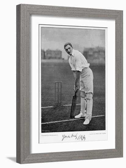 C.B. Fry, from 'Famous Cricketers and Cricket Grounds', Published by Hudsonby and Kearns, 1895-null-Framed Photographic Print