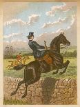 Lady Jumping a Wall Side Saddle on a Brown Horse-C.b. Herberte-Photographic Print