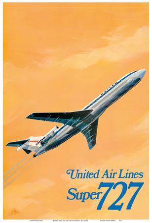 Boeing Intercontinental Airplane Vintage Airline Travel Art Poster Print Giclée 