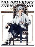 "Seated Woman," Saturday Evening Post Cover, February 17, 1923-C. Coles Phillips-Framed Giclee Print