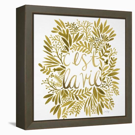 C'est La Vie in Gold-Cat Coquillette-Framed Stretched Canvas