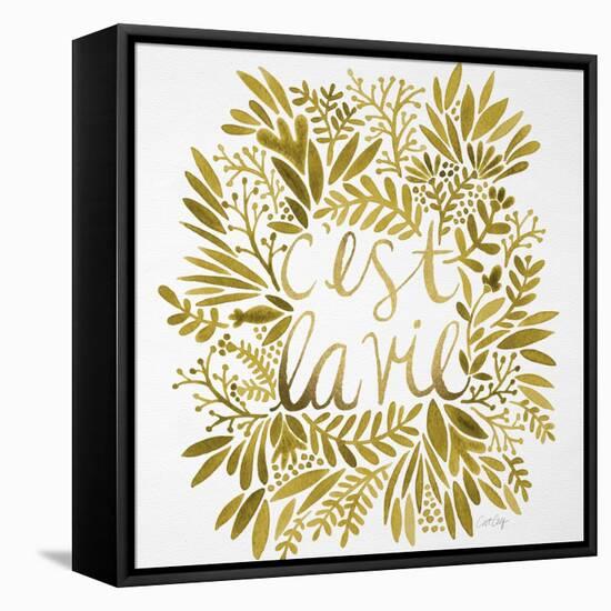 C'est La Vie in Gold-Cat Coquillette-Framed Stretched Canvas