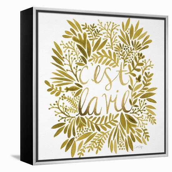 C'est La Vie in Gold-Cat Coquillette-Framed Stretched Canvas