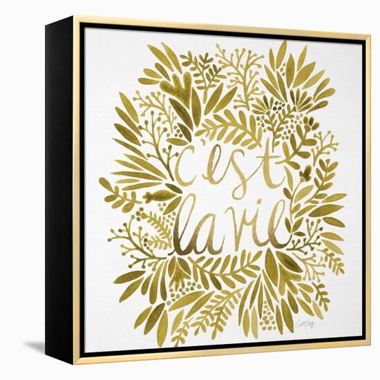 C'est La Vie in Gold-Cat Coquillette-Framed Stretched Canvas