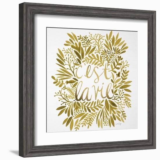 C'est La Vie in Gold-Cat Coquillette-Framed Art Print