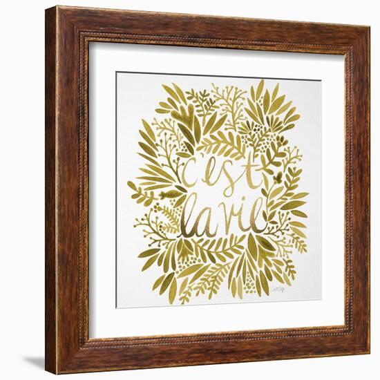 C'est La Vie in Gold-Cat Coquillette-Framed Art Print