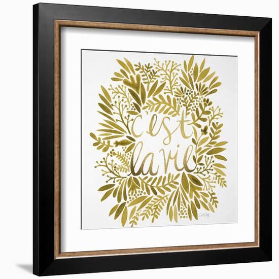 C'est La Vie in Gold-Cat Coquillette-Framed Art Print