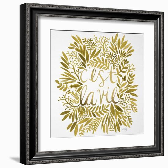 C'est La Vie in Gold-Cat Coquillette-Framed Art Print