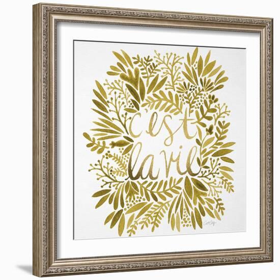 C'est La Vie in Gold-Cat Coquillette-Framed Art Print