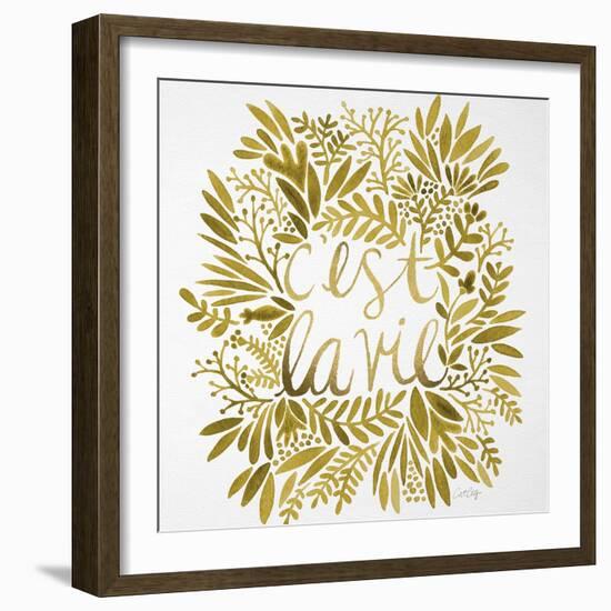 C'est La Vie in Gold-Cat Coquillette-Framed Art Print