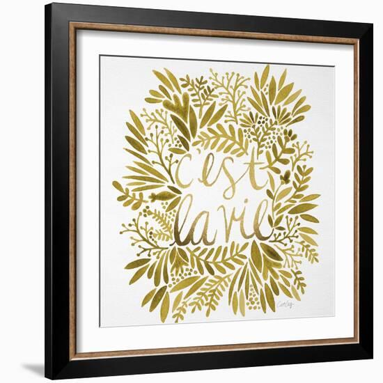 C'est La Vie in Gold-Cat Coquillette-Framed Art Print