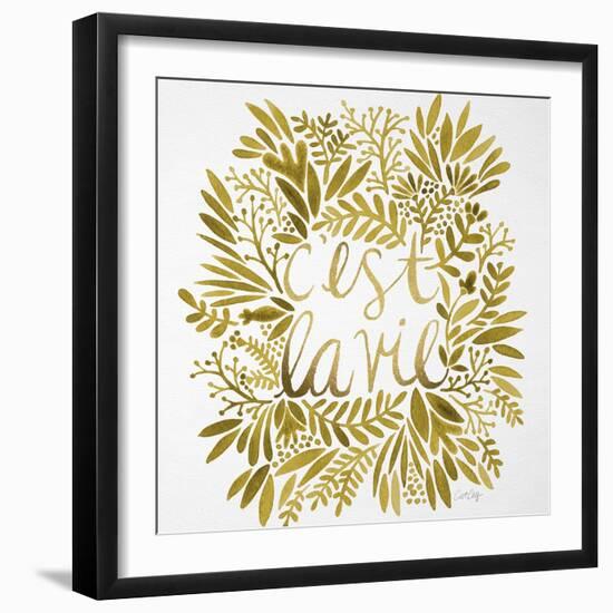 C'est La Vie in Gold-Cat Coquillette-Framed Art Print