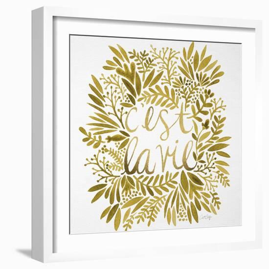 C'est La Vie in Gold-Cat Coquillette-Framed Art Print