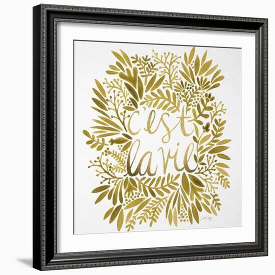 C'est La Vie in Gold-Cat Coquillette-Framed Art Print