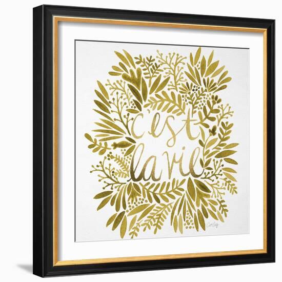 C'est La Vie in Gold-Cat Coquillette-Framed Art Print