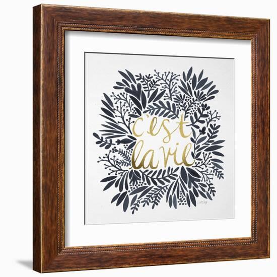 C'est La Vie in Grey and Gold-Cat Coquillette-Framed Art Print