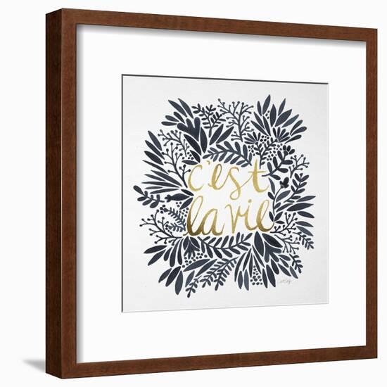 C'est La Vie in Grey and Gold-Cat Coquillette-Framed Art Print