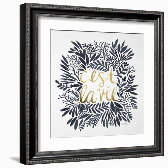 C'est La Vie in Grey and Gold-Cat Coquillette-Framed Art Print