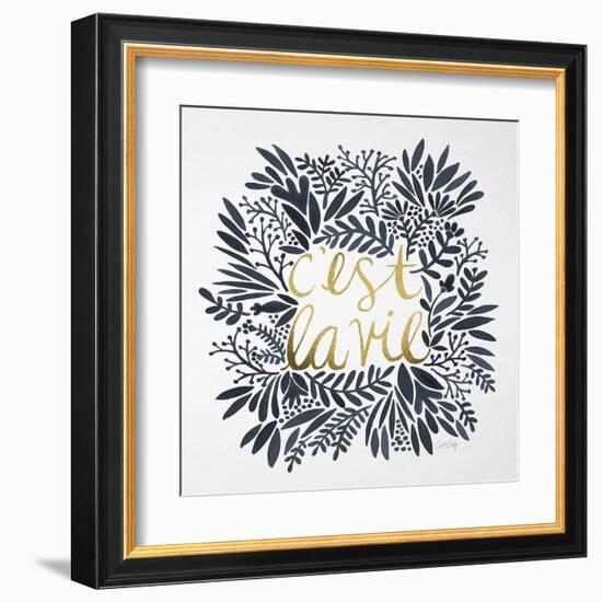 C'est La Vie in Grey and Gold-Cat Coquillette-Framed Art Print