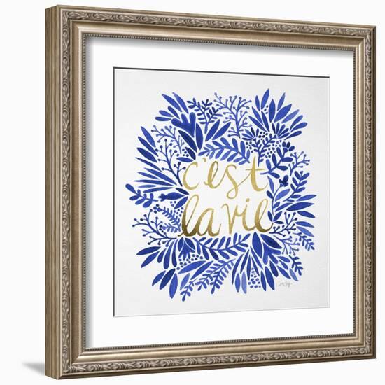 C'est La Vie in Navy and Gold-Cat Coquillette-Framed Art Print