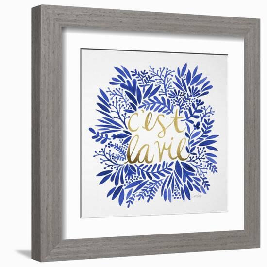 C'est La Vie in Navy and Gold-Cat Coquillette-Framed Art Print