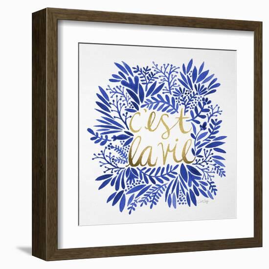 C'est La Vie in Navy and Gold-Cat Coquillette-Framed Art Print